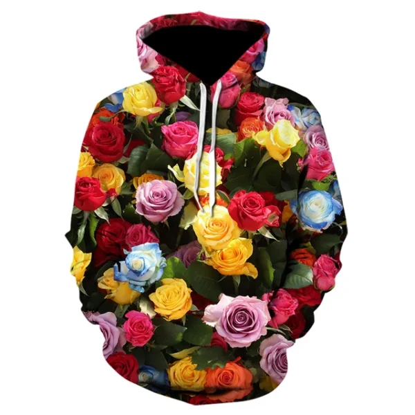 Colourful Flower Leaf 3D Printed Hoodies